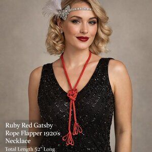 Rudy Red Gatsby Flapper 1920's Belt Necklace